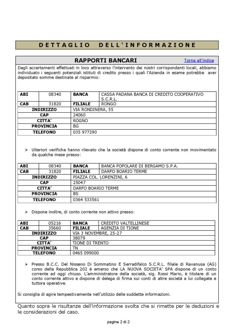 Report Money - Rintraccio Conti Corrente E Rapporti Bancari - VisuraSI